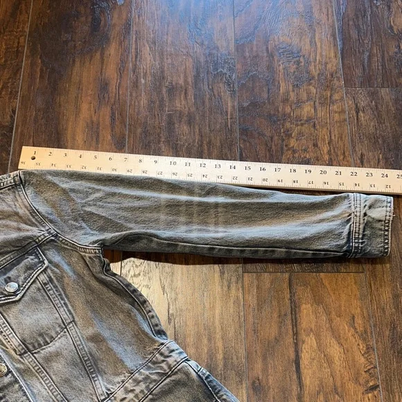 Zara Women's Charcoal Gray Black Wash Fade Long Shirt Dress Jacket - Picture 8 of 14